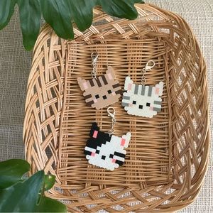Handmade Kitten Perler Bead Keychains